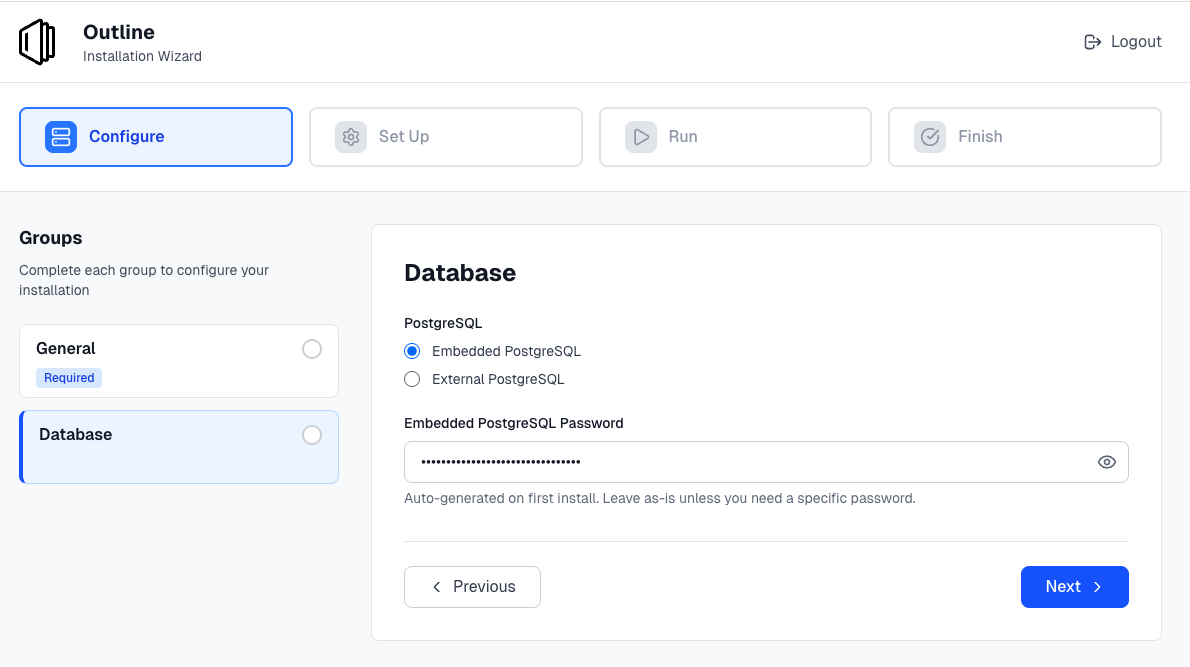 Config screen example